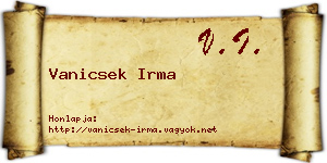 Vanicsek Irma névjegykártya